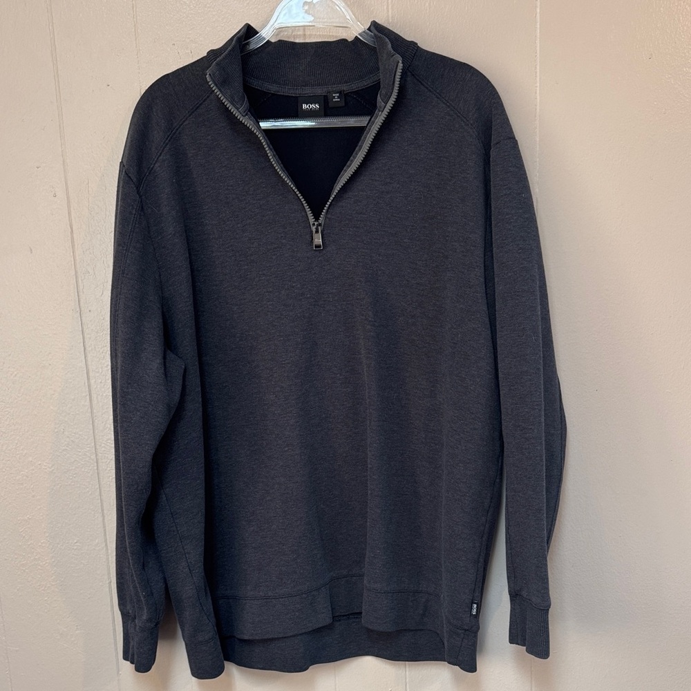 Boss Men's Charcoal Zip-Up Sweater